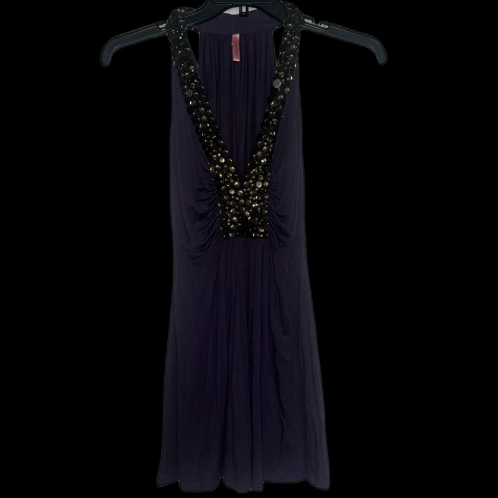 Elegant Purple Blouse with Gold Accent Beads
